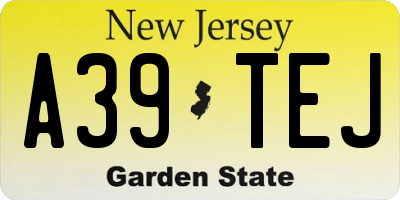 NJ license plate A39TEJ