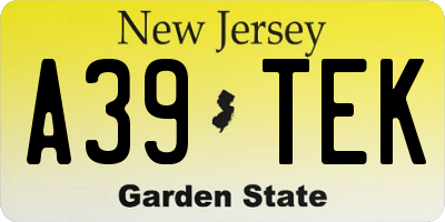 NJ license plate A39TEK