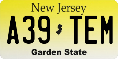 NJ license plate A39TEM