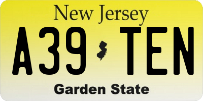NJ license plate A39TEN