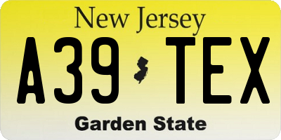 NJ license plate A39TEX
