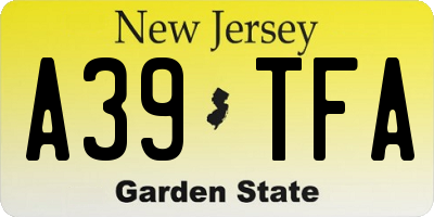 NJ license plate A39TFA