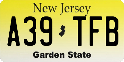 NJ license plate A39TFB
