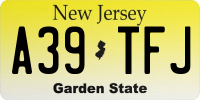 NJ license plate A39TFJ