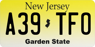 NJ license plate A39TFO