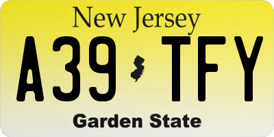 NJ license plate A39TFY