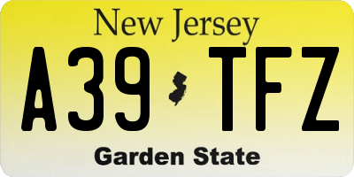 NJ license plate A39TFZ