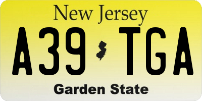 NJ license plate A39TGA