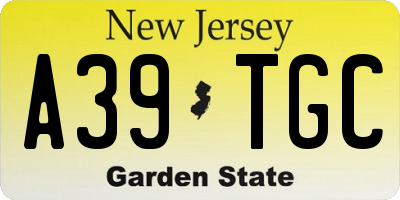 NJ license plate A39TGC