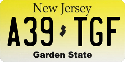 NJ license plate A39TGF