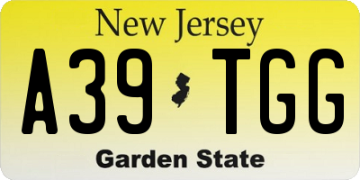 NJ license plate A39TGG