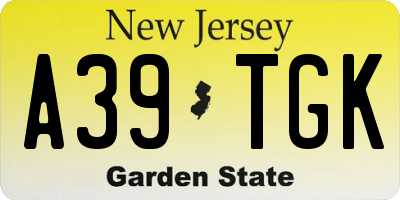 NJ license plate A39TGK