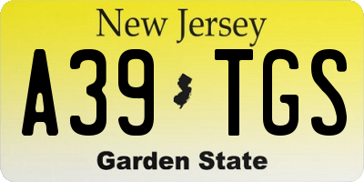 NJ license plate A39TGS