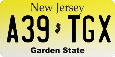 NJ license plate A39TGX