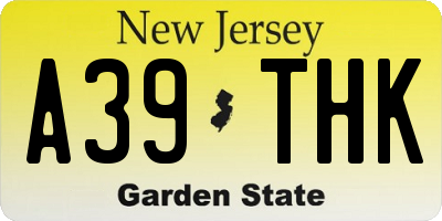 NJ license plate A39THK