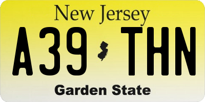 NJ license plate A39THN