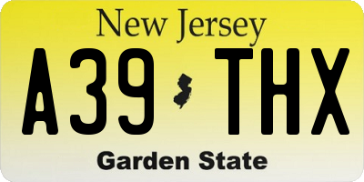 NJ license plate A39THX