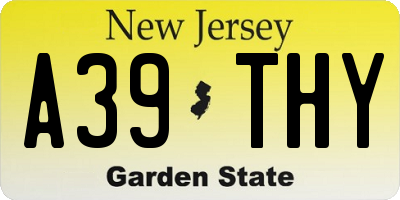 NJ license plate A39THY
