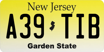 NJ license plate A39TIB