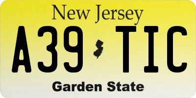 NJ license plate A39TIC