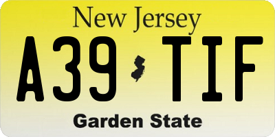 NJ license plate A39TIF