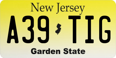 NJ license plate A39TIG