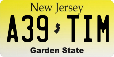 NJ license plate A39TIM