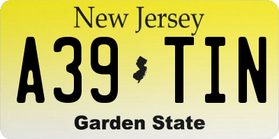 NJ license plate A39TIN