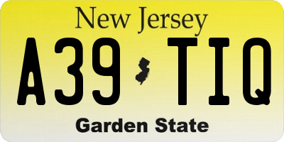 NJ license plate A39TIQ