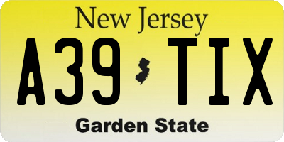 NJ license plate A39TIX