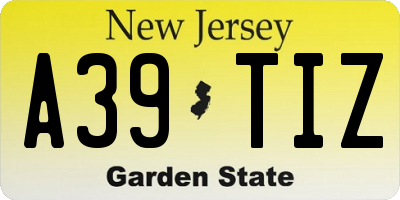 NJ license plate A39TIZ