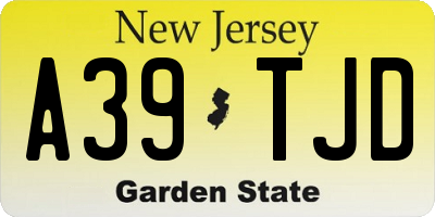 NJ license plate A39TJD