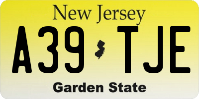 NJ license plate A39TJE