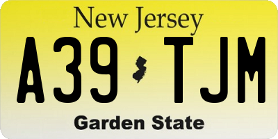 NJ license plate A39TJM