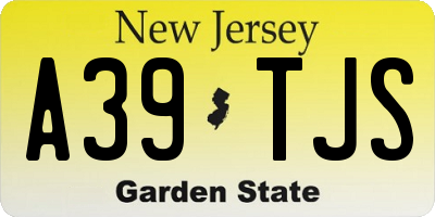 NJ license plate A39TJS