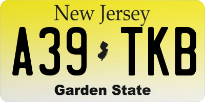 NJ license plate A39TKB