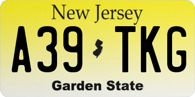 NJ license plate A39TKG