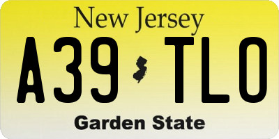 NJ license plate A39TLO