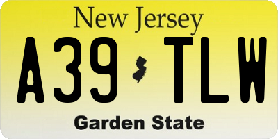 NJ license plate A39TLW