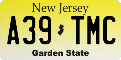 NJ license plate A39TMC