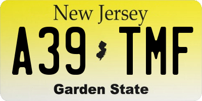 NJ license plate A39TMF