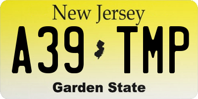 NJ license plate A39TMP