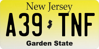NJ license plate A39TNF