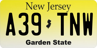 NJ license plate A39TNW