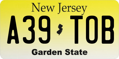 NJ license plate A39TOB