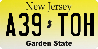 NJ license plate A39TOH