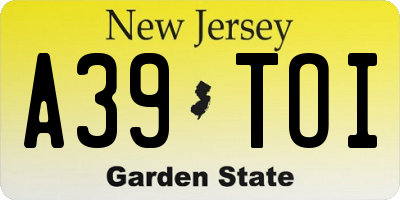 NJ license plate A39TOI