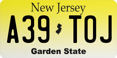 NJ license plate A39TOJ