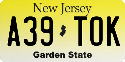 NJ license plate A39TOK