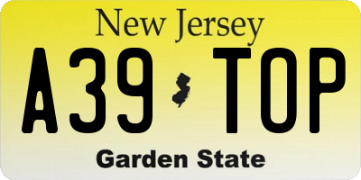 NJ license plate A39TOP